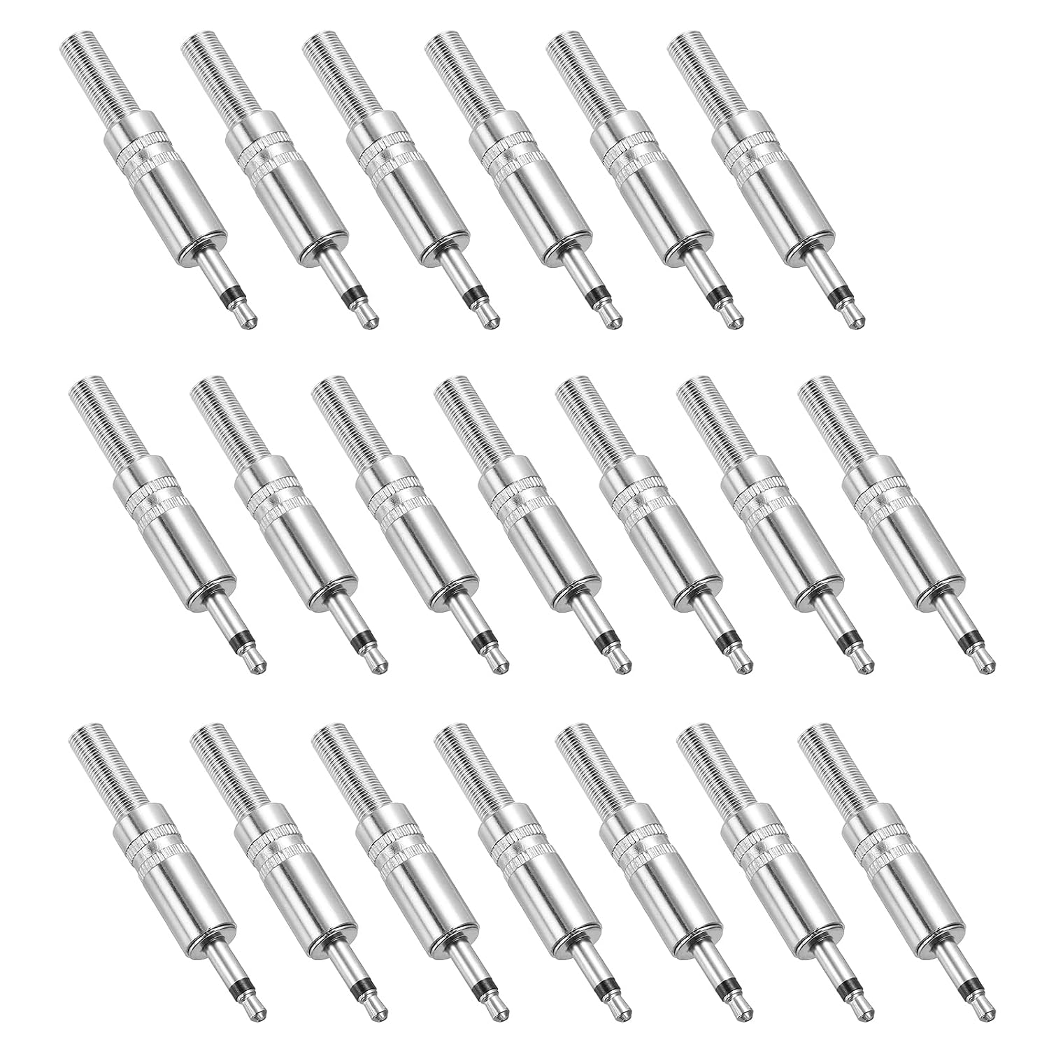 MECCANIXITY 4 Pcs 1/8" TS Audio Male Plug, 3.5mm Mono Jack Plug Adapter Replacement, 1 Pole Solder Jack Cable Connector for Speaker Microphone Guitar (Silver Tone)