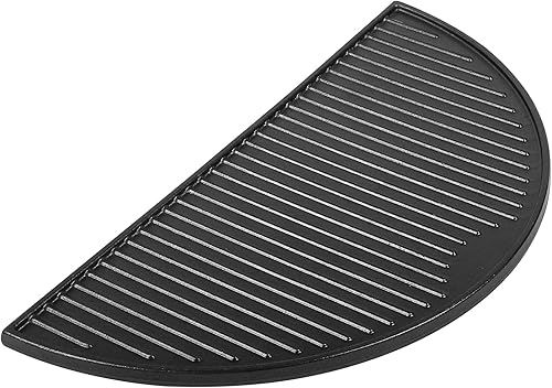 KAMaster Plancha reversible de hierro fundido de media luna de 18 pulgadas para huevos verdes grandes y grandes y otras parrillas Kamado de 18