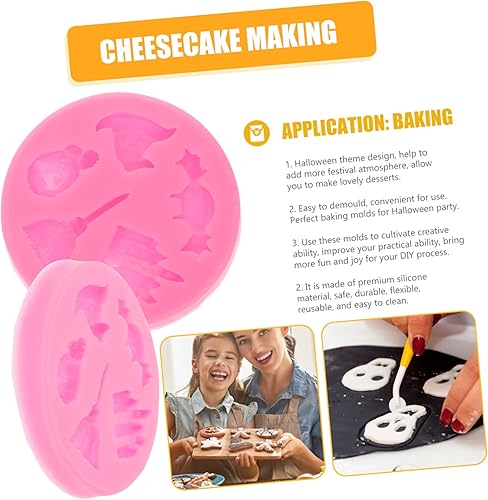 Miniatura 7 de HEMOTON 6 piezas de moldes de silicona para decoración de Halloween, molde de resina, helado, galletas, bruja para pastel D, molde de pudín de