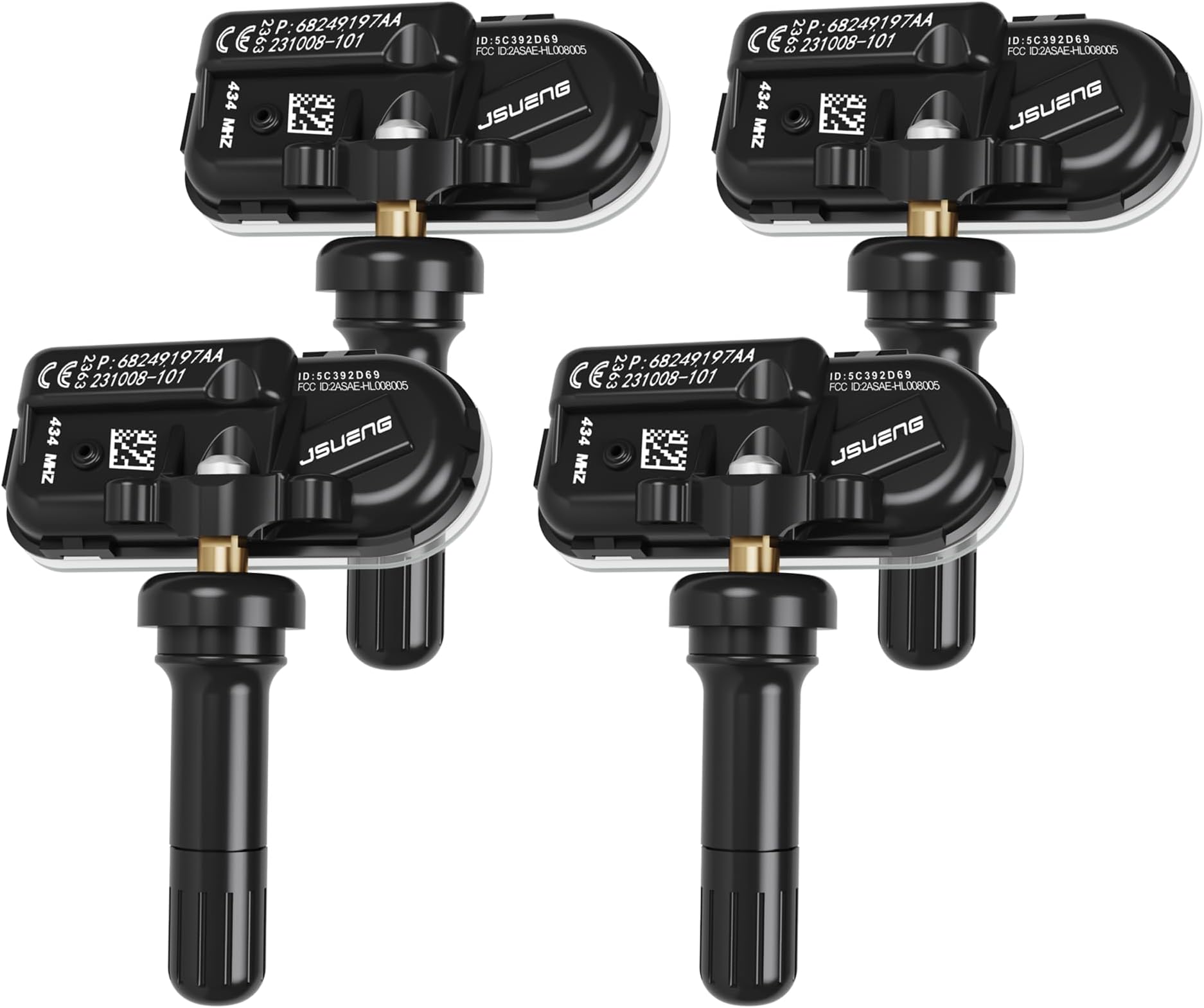 TPMS Sensor, 4-Pack Tire Pressure Monitoring Sensor Compatible with Dodge RAM 1500 2500 3500 4500, Jeep Cherokee Replaces 68249197AA 68157568AA 433mhz