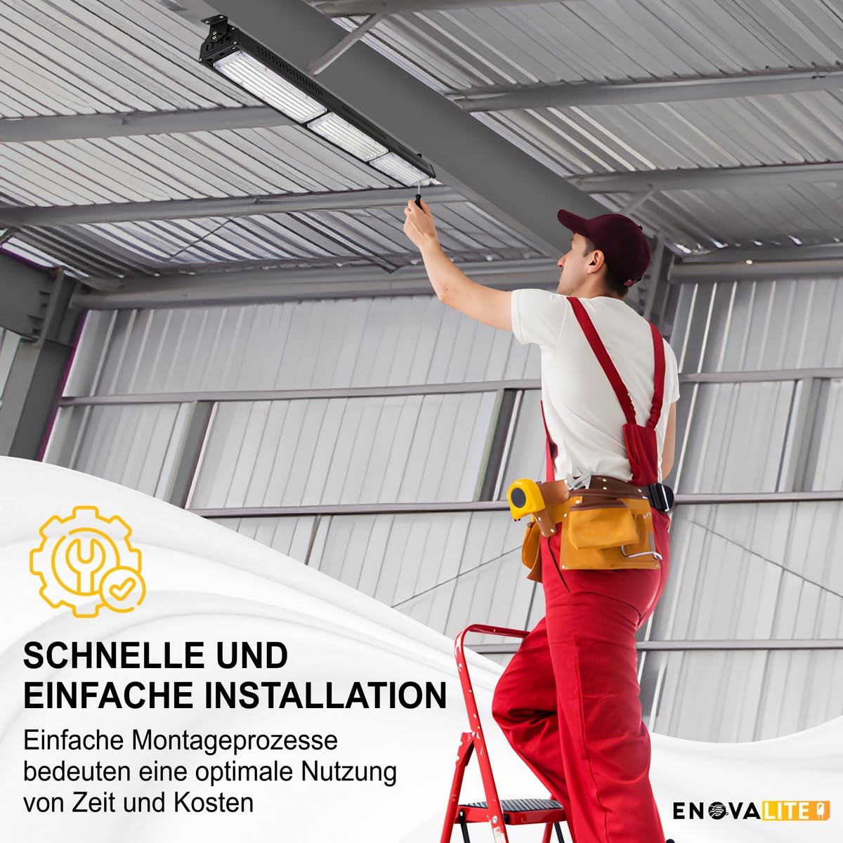 LED Hallenleuchte 100W 5000K Neutralweiß 12000lm - Industrie Hallenstrahler für Werkstatt, Lager, Garage - 120lm/W IP65 IK10 ENEC – High Bay Industrielampe Hallenbeleuchtung