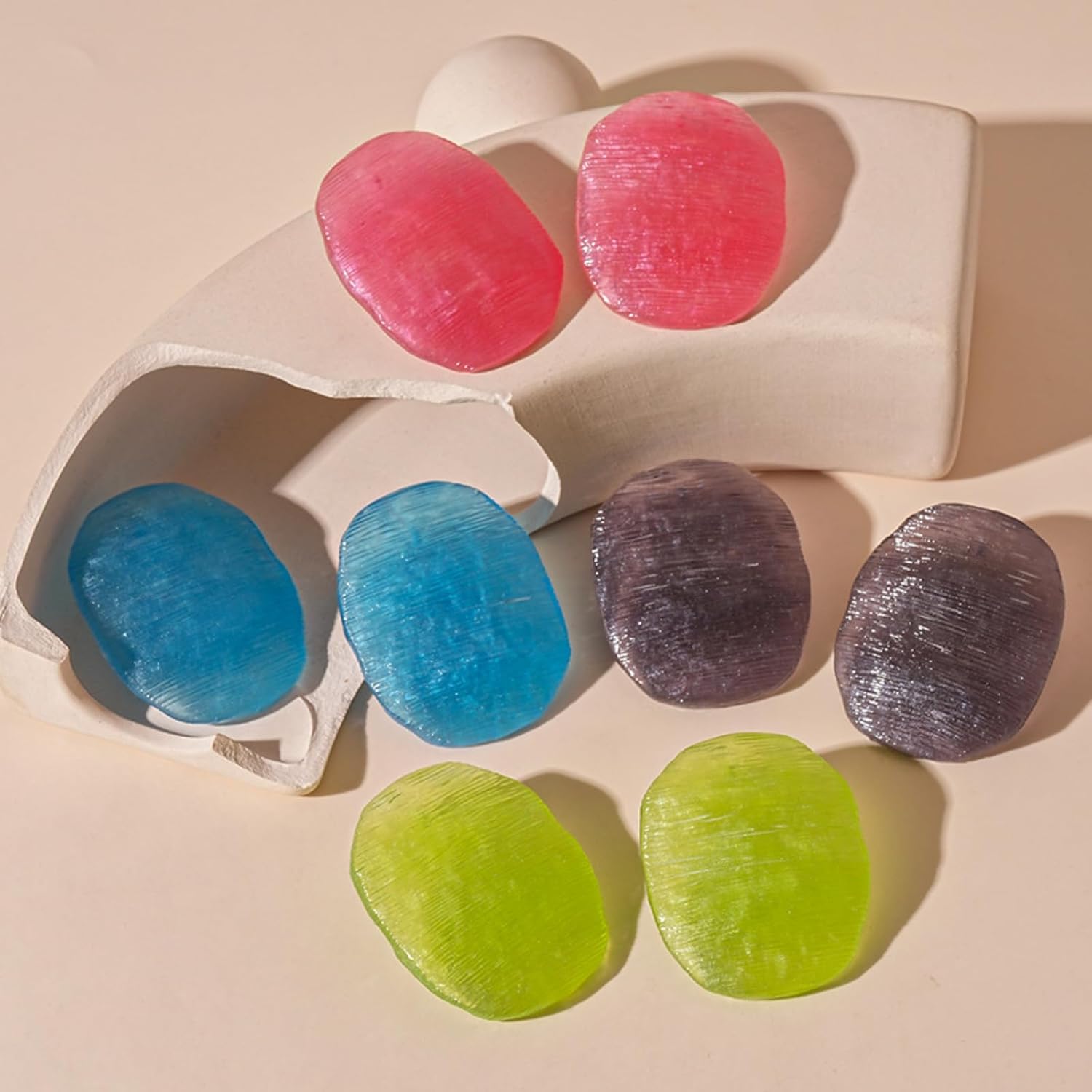 Trendy Resin Acrylic Statement Earrings for Women Chunky Geometric Round Drop Stud Styles Fashionable Modern Lightweight Dangle Earring Set - Image 4