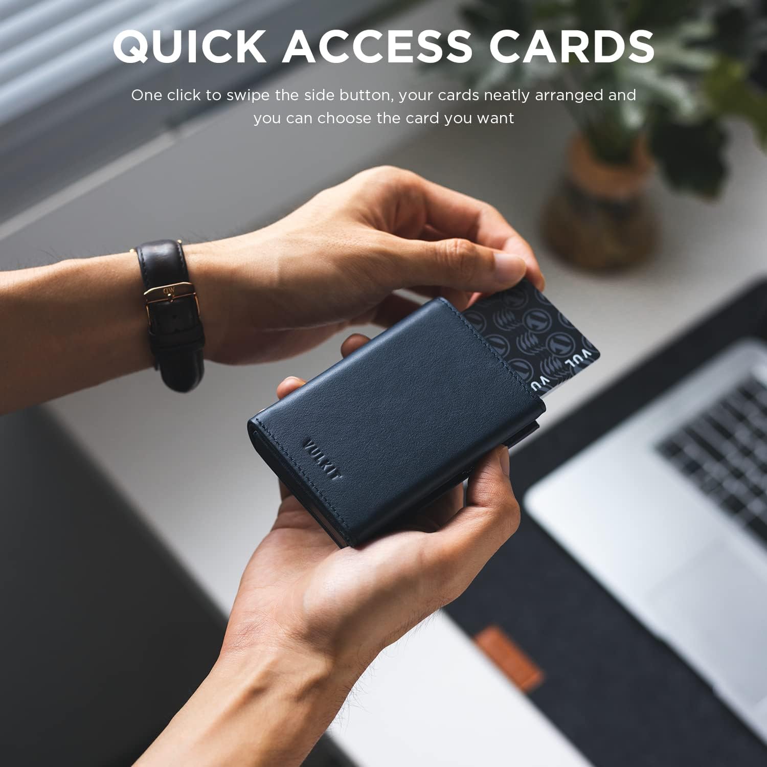 VULKIT Card Holder Wallet with Coin Pocket Magnetic Closure Pop Up Cards With ID Window Leather Wallet for Cash & Credit Cards | with Coin Pocket, Magnetic Closure, Pop Up Cards, With ID Window