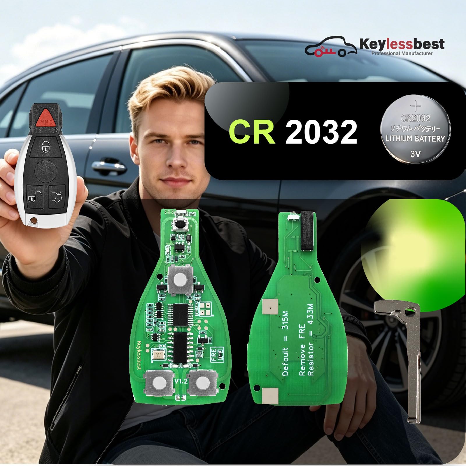 Telecomando di ricambio a 4 pulsanti, 315 MHz, per Mercedes Benz 1997 – 2016, senza chiave, per tutti i modelli C CL E G GL ML R S Class IYZ3312 IYZ3317, nero