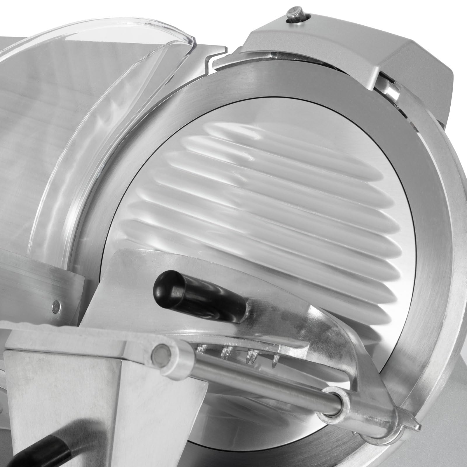 VERTES Affettatrice Elettrica Professionali con 300mm Coltello Diametro e 250 Watt, 0-15 mm di Spessore di Taglio, Interruttore di Sicurezza, Piedini in Gomma Antiscivolo, Pietra per Affilare