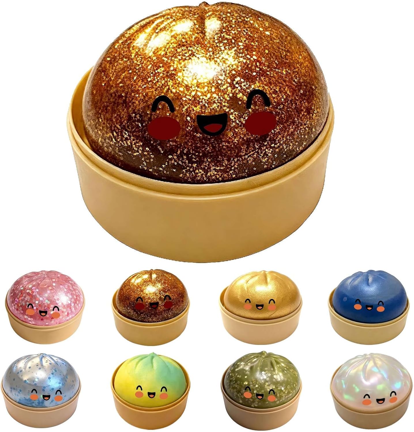 Sparkling Soft Dumpling - Glitter Dumpling, Slow-Rising Sensory Compress for Stress Relief, Ideal for Anxious Students and Office Professionals Needing a Desk Break (Gilding)