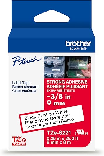 Miniatura 29 de Brother - Cinta de etiquetas laminadas P-touch M31, prémium, 0.47 pulgadas de ancho x 26.2 pies de largo, negra sobre transparente mate Negro sobre