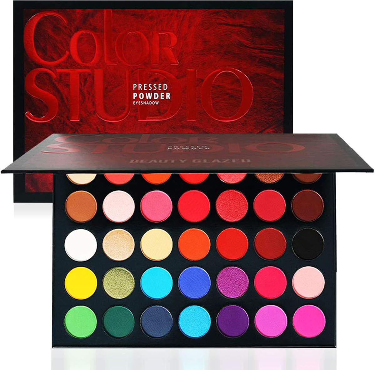 35 Color Studio Eyeshadow Palette for Halloween Makeup, Pop Makeup Inner Artist Matte Shimmer Luminous Velvet Texture Pressed Colors Powder Creamy Eye Shadow Blendable Natural Makeup Palette