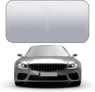 Adoric Windshield Sun Shade Front Window, Car Sun Shade for Windshield Blocks Sun and Heat, Foldable Car Sun Visor with a Free Pouch, Fit Most Cars, Van, SUV & Truck (59 x 31.5 inch)