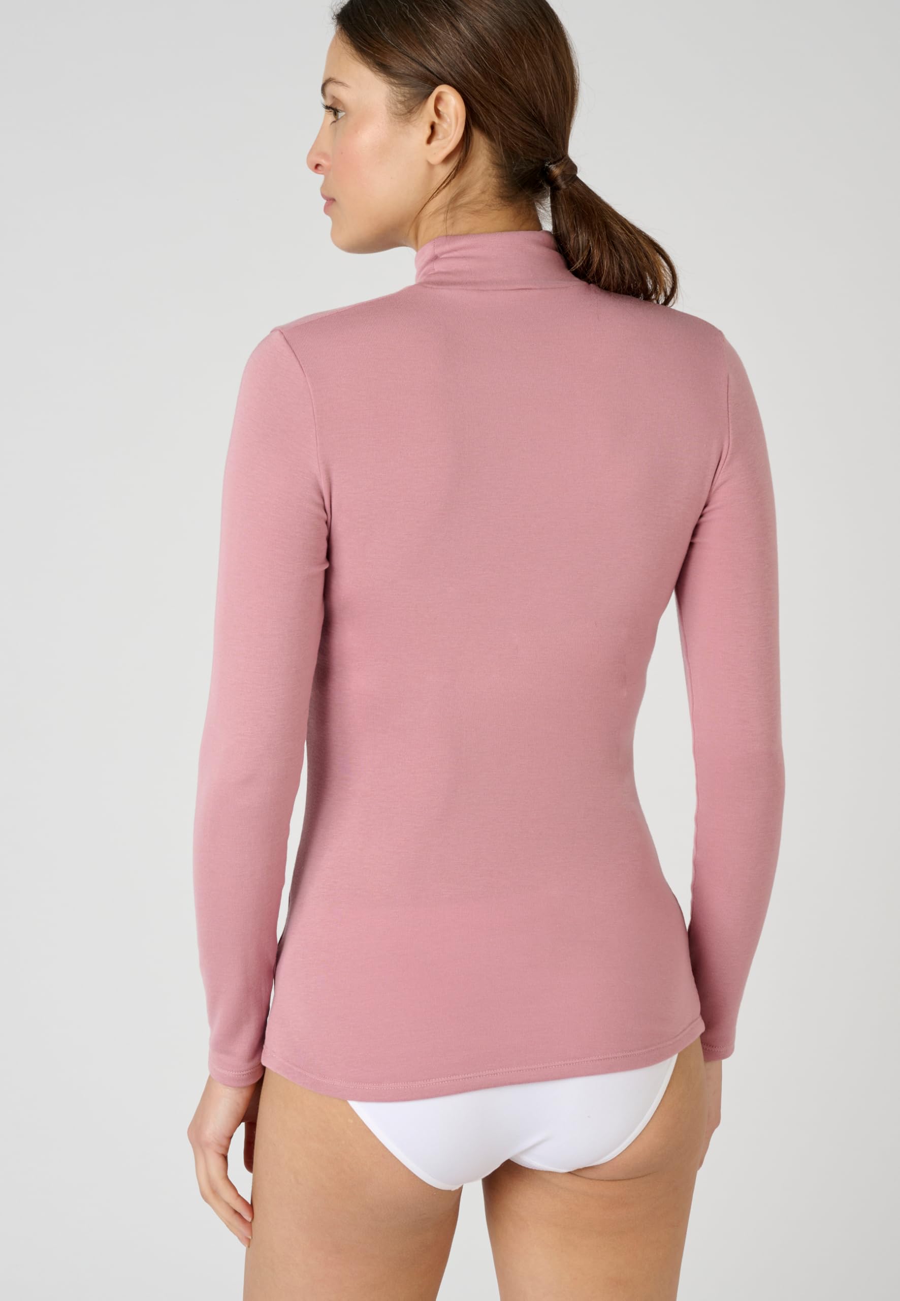 Damart T-Shirt Fine côte, col Montant Intimo Donna
