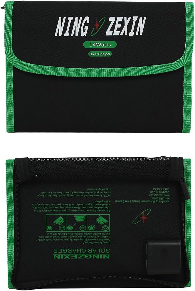 14W Double Port Foldable Solar Panel Charger for Smart Black (id: 618 17b 95b 5be 98f