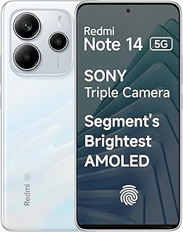 Redmi Note 14 5G (Mystique White, 8GB RAM 128GB Storage) | Global Debut MTK Dimensity 7025 Ultra | 2100 nits Segment Brightest 120Hz AMOLED | 50MP Sony LYT 600 OIS+EIS Triple Camera