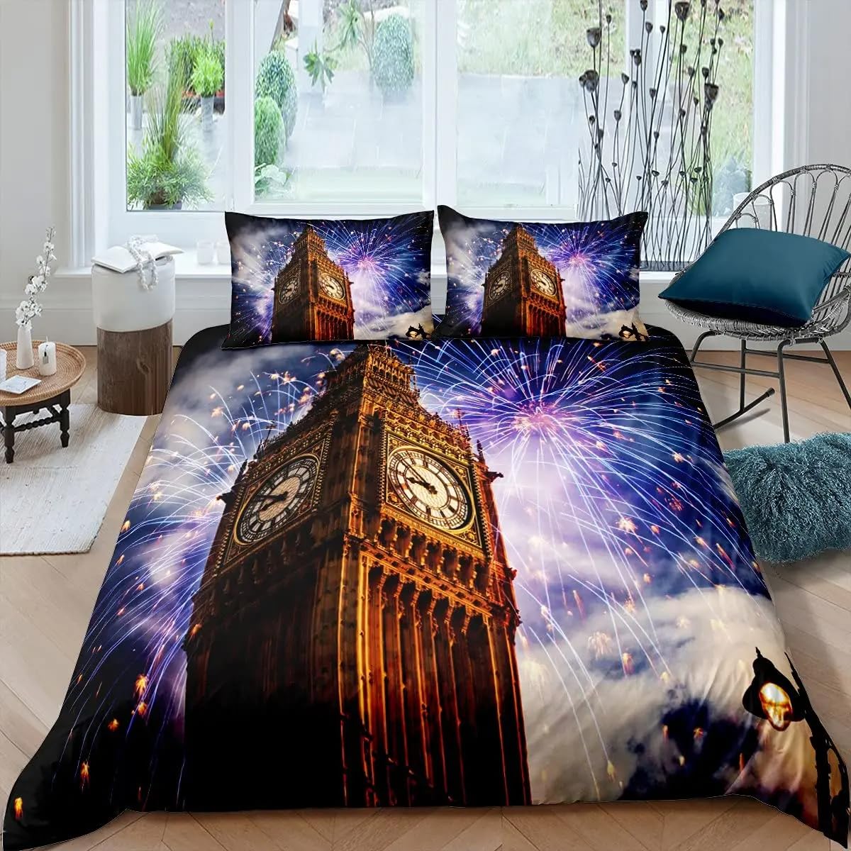 QBIDCSX Duvet Cover Double London Fluffy Soft Double Duvet Cover with Zipper Closure Hypoallergenic Quilt Covers with 2 Pillowcases19.7 x 29.5"(50x75 cm)