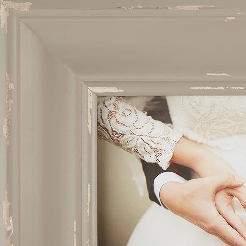 Miniatura 2 de DII Colección de portarretratos de madera envejecida, de inspiración rústica, 5 x 7 pulgadas, piedra antigua (paquete de 2)