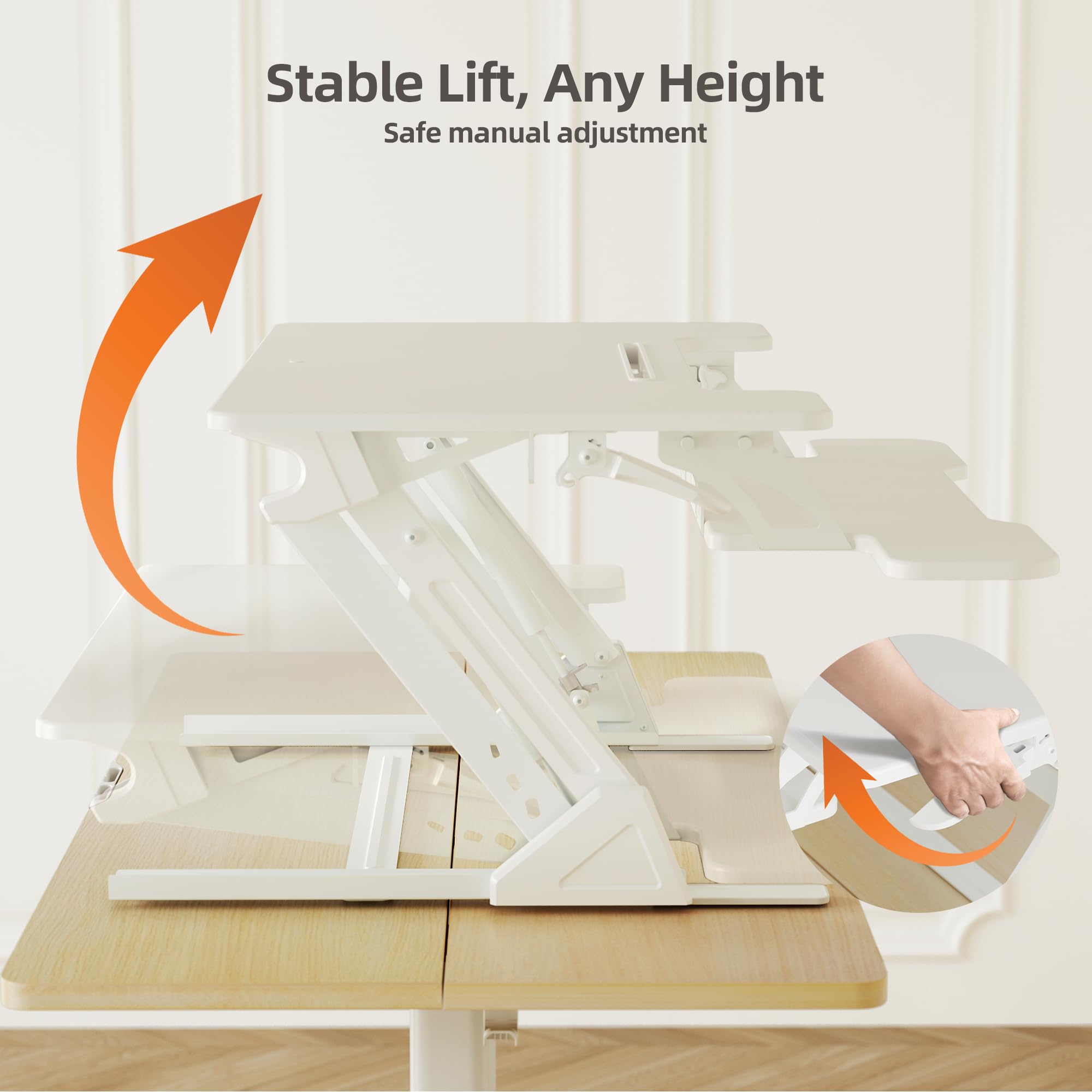 Claiks Standing Desk Converter 32 inch Height Adjustable Sit Stand Up Desk Riser Quick Sit to Stand Tabletop — view 5