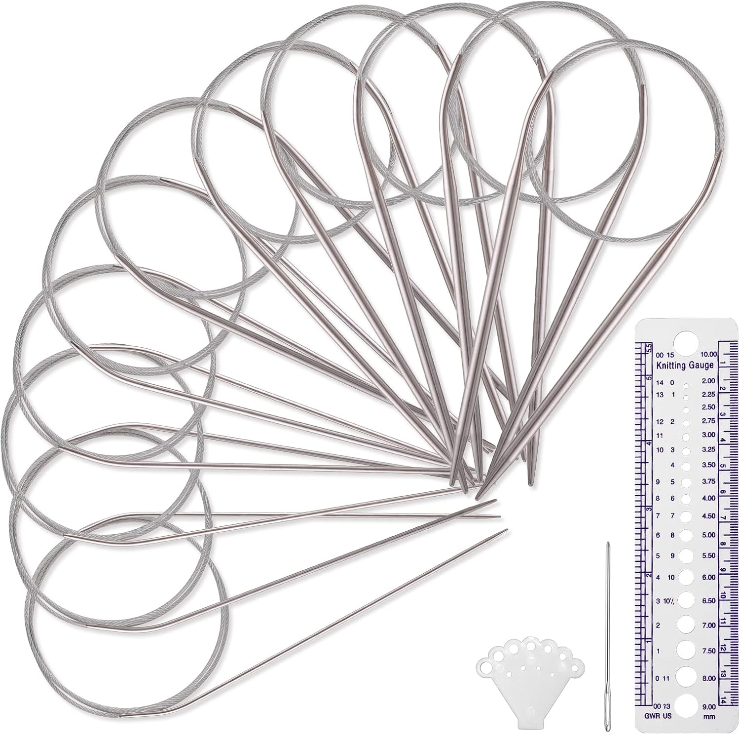 Lusofie 12Pcs Circular Knitting Needles 80cm Metal Circular Needles and