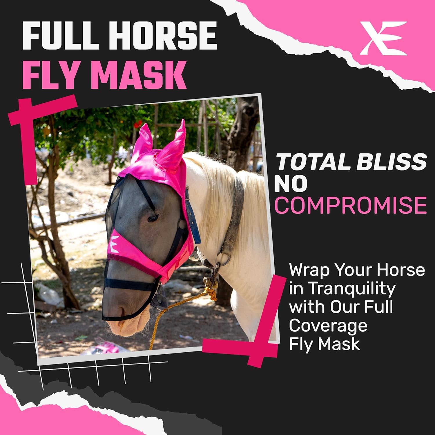 Maschera Protettiva Per Cavalli Con Rete UV - Protezione Completa Da Mosche E Raggi Solari - Foto 9