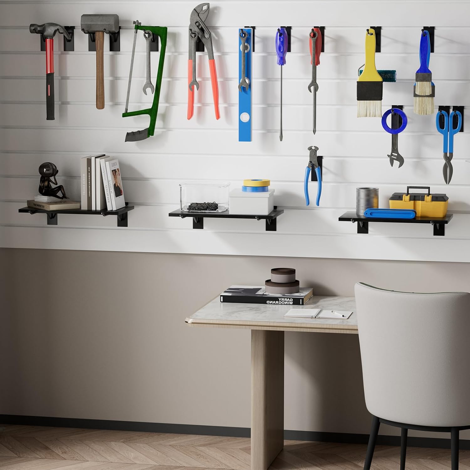 50 Pack 4 Inch Slatwall Hooks, Heavy Duty Slat Wall Hanger, Slat Wall Hanging Hook, Slatwall Accessories Display Hooks for Garage, Sheds, Retail Store, Kitchen, Craft Room (50, 4 Inch)