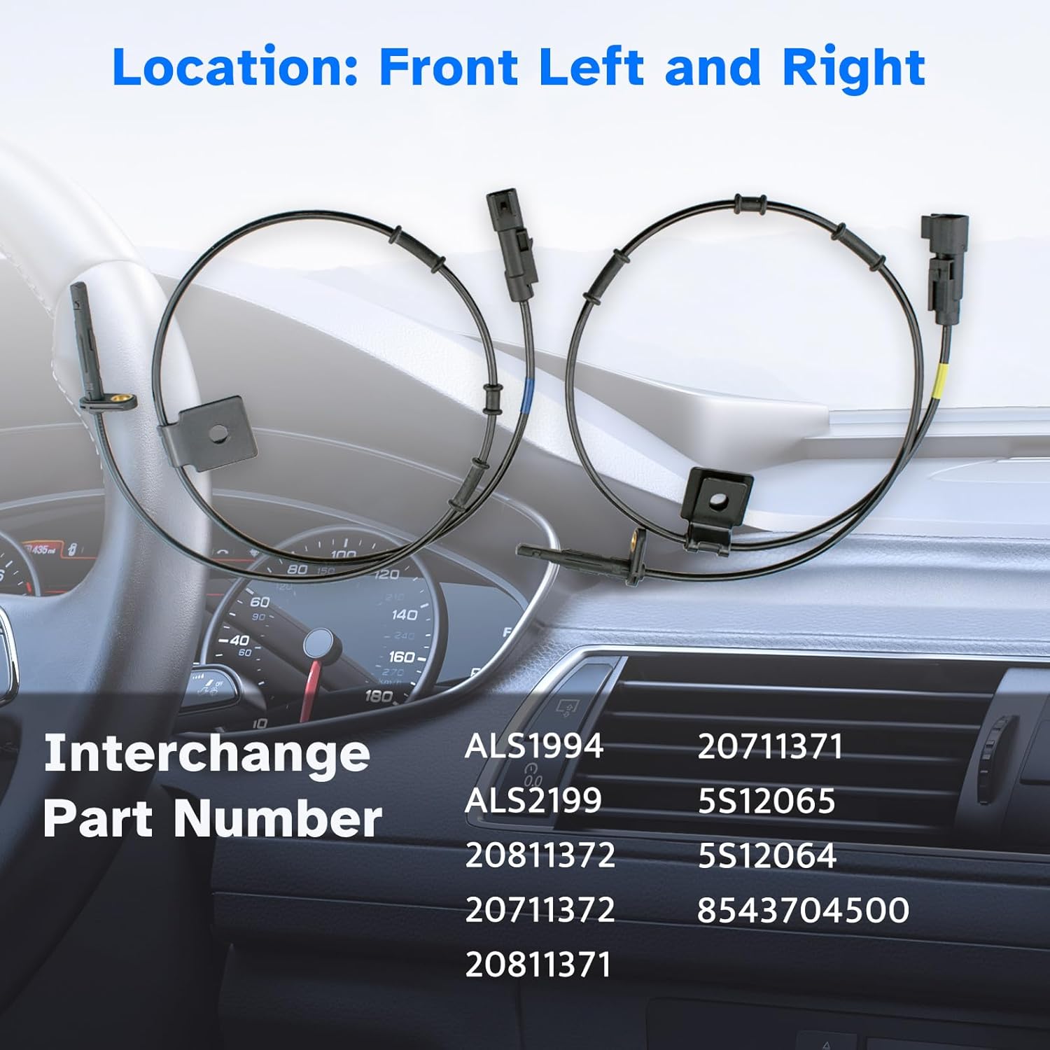 Front ABS Wheel Speed Sensor Left & Right fit for Chevy Equinox GMC Terrain 2010 2011 2012 2013 2014 2015 2016 2017, Driver/Passenger, ALS1994, ALS2199, 2pcs