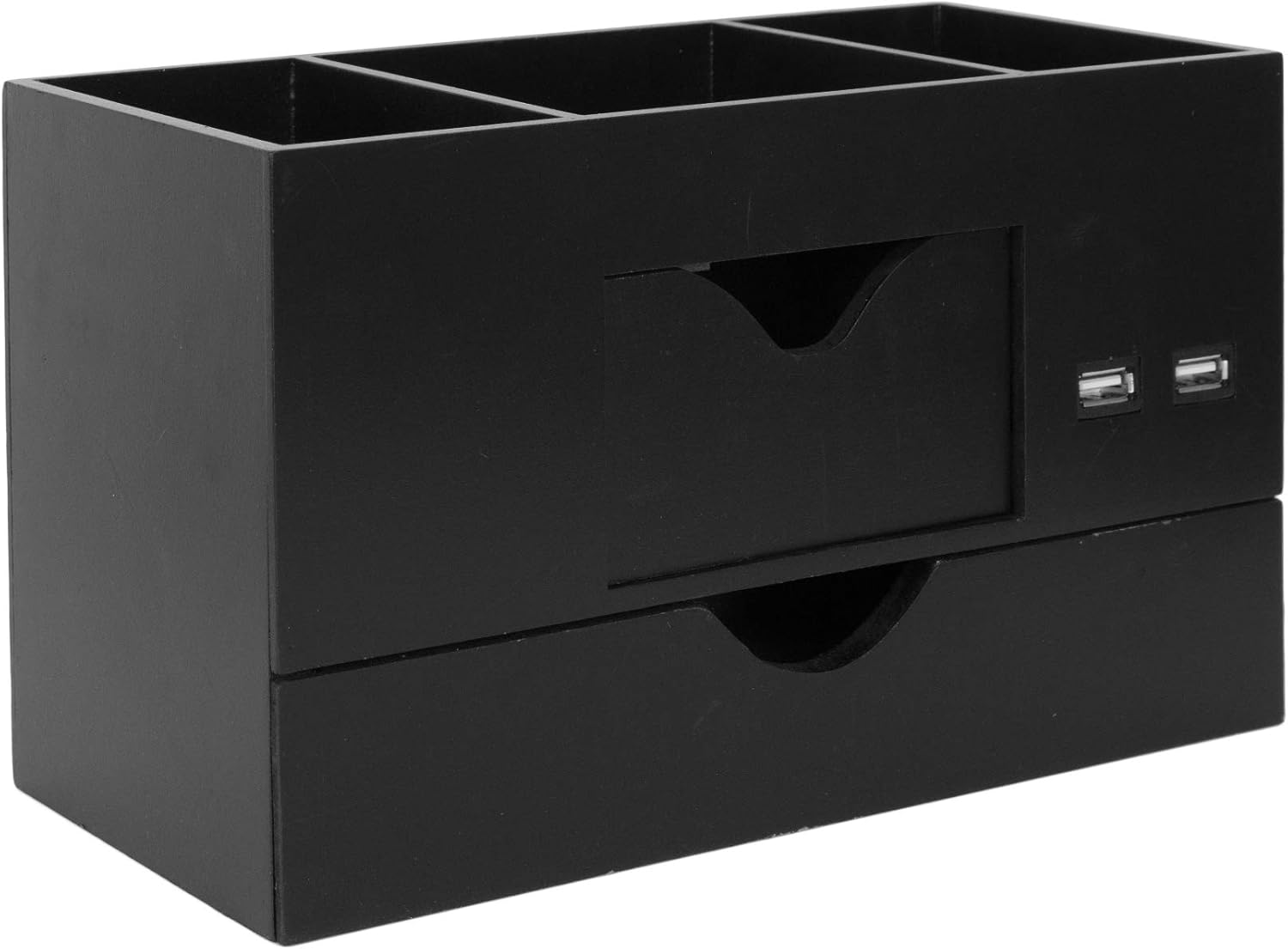American Art Decor 3 Tier USB Multi-Functional Desk Organizer and Storage for Pens & Office Supplies | Stationary Organizer - Black