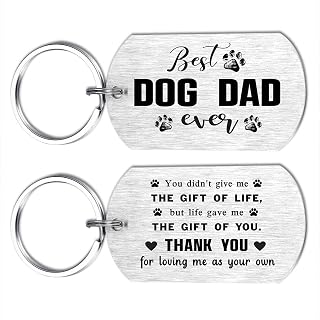 HYHYDHP Fathers Day Gift from Dogs - Best Dog Dad Ever Gifts for Men, Thank You for Loving Me As Your Own, Fur Dog Keychain for Doggy Daddy Birthday Christmas Adoption Anniversary Present