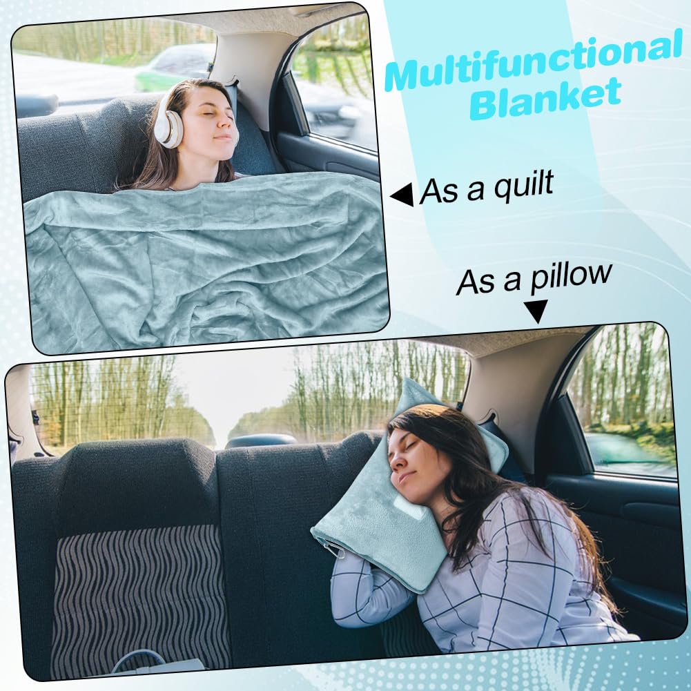 2-in-1 reisdeken & reiskussen met ritssluiting, multifunctioneel kussen, zacht en warm vliegtuigdeken, knuffeldeken, hoofdkussensloop, compacte deken voor vliegtuig, auto, kantoor, 127 x 152 cm