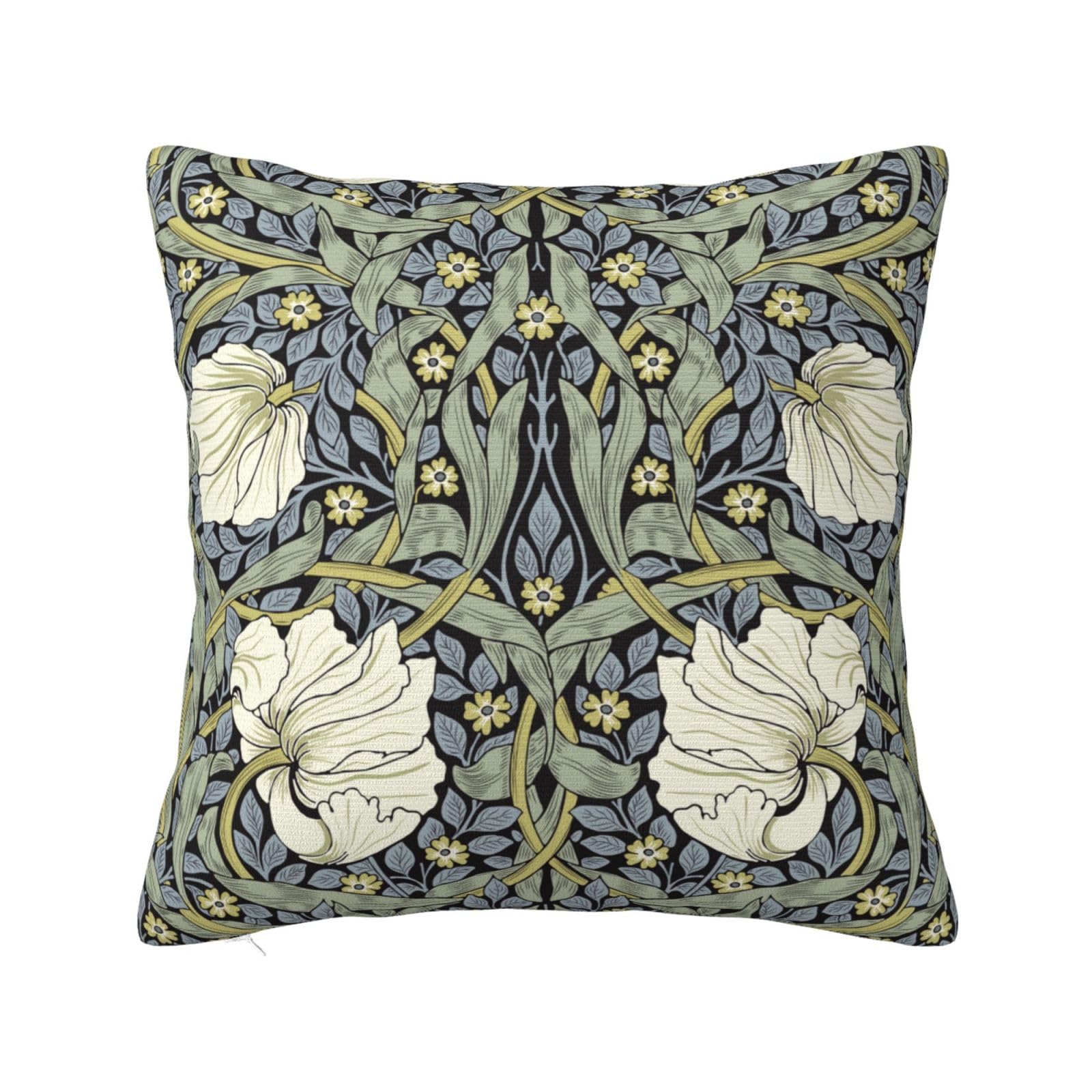Keebik William Morris Pimpernel Design Throw Pillow Cover Soft Decorative Throw Pillowcases Cushion Case for Home Decor Living Room Bed Couch Car 18x18 Inch