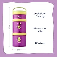 Vista 2 de Whiskware Disney Princess and the Frog, Stackable Snack Containers for Kids, 3 Stackable Snack Cups for School or Travel, Formula and Cupholder Tiana