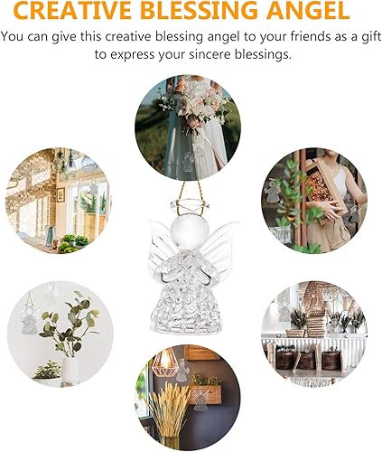 Miniatura 6 de Amosfun Colgante de ángel de la guarda colgante de ángel de cristal para espejo trasero de coche, adorno de bendición colgante, accesorios de