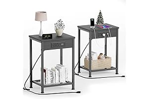 Fixwal Night Tables Set of 2 with Charging Station