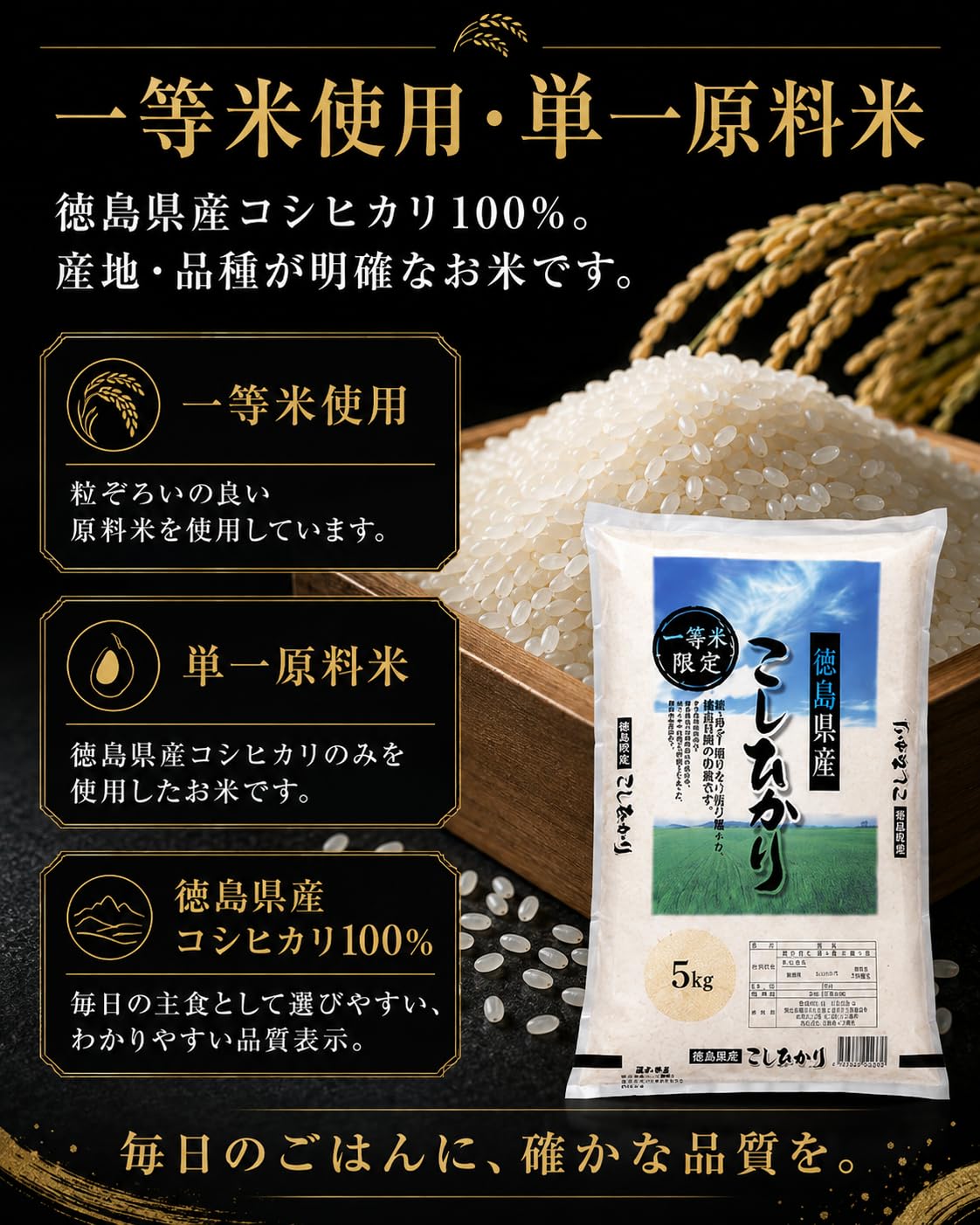 Amazon.co.jp: 【令和8年産】 新米 5kg 徳島県産 コシヒカリ 白米 一等