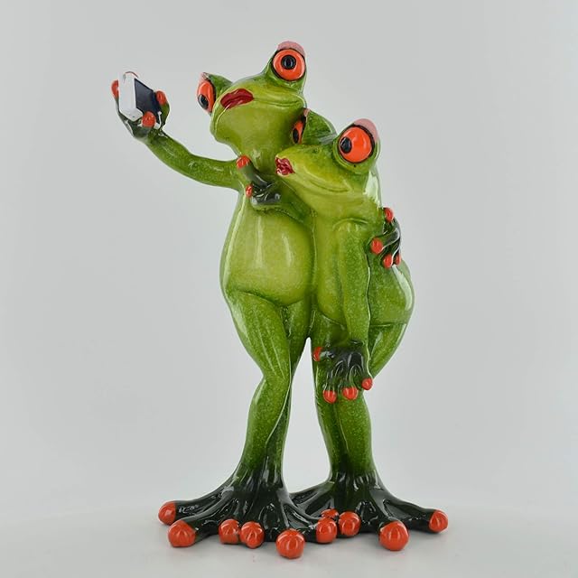Comical Frogs - Selfie Couple Comical Gift Home Decor Novelty Present H15cm
