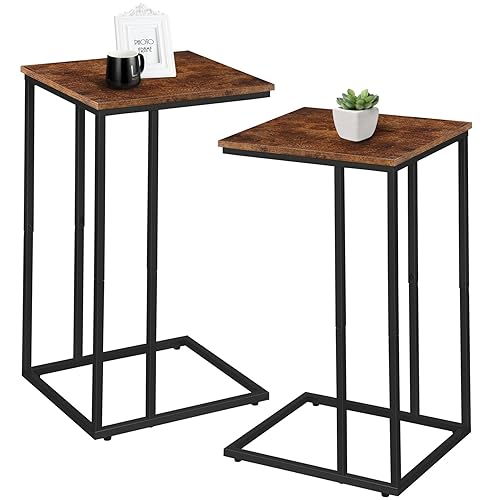 C Shaped Side Table Set of 2, Skinny Sofa Table