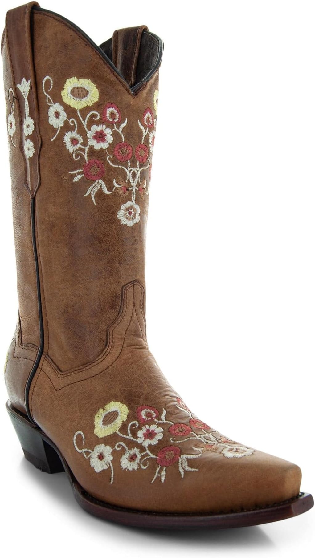 Soto Boots Womens Showstopper Snipped Toe Floral Cowgirl Boots M50044 Brown Size: