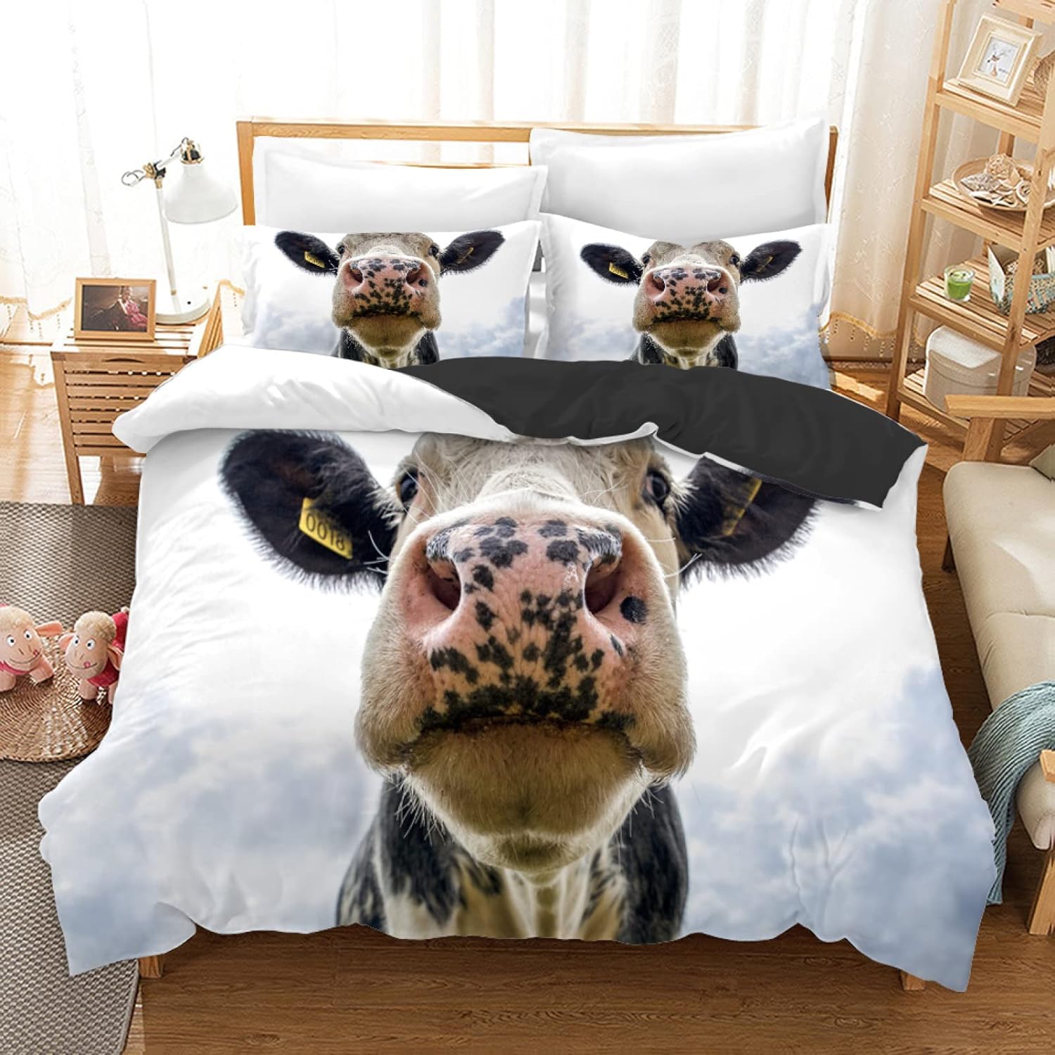 Housse de couette 140x200 cm finitions soignées parure lit vache zip