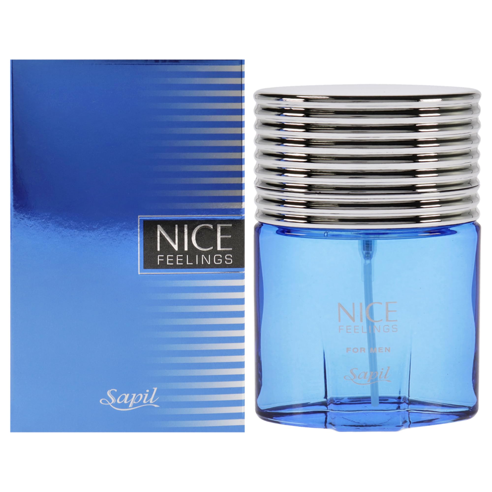Sapil Nice Feelings Blue Perfume for Men - Long-lasting Dubai Perfume, Aromatic Aquatic EDT Spray, 2.5 Oz (75 ml) - Arabic Cologne for Daily Use