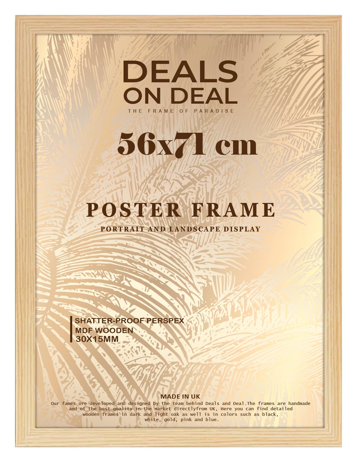 DEALS ON DEAL® Large Pine Poster Frame 56x71 cm Picture Frame Jigsaw Puzzle | Mdf Wooden 71 x 56 cm | Solid Mdf Hd Clear Front | Vertical or Horizontal