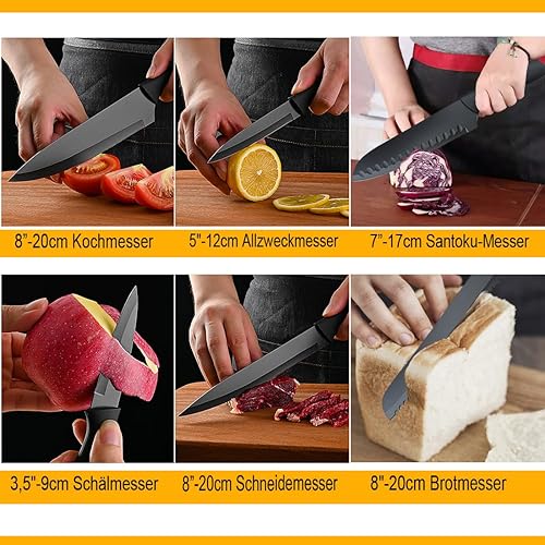 Miniatura 4 de wellsure Juego de cuchillos de cocina profesional, 7 piezas, juego de cuchillos de chef con hoja afilada de acero inoxidable forjado de alto carbono
