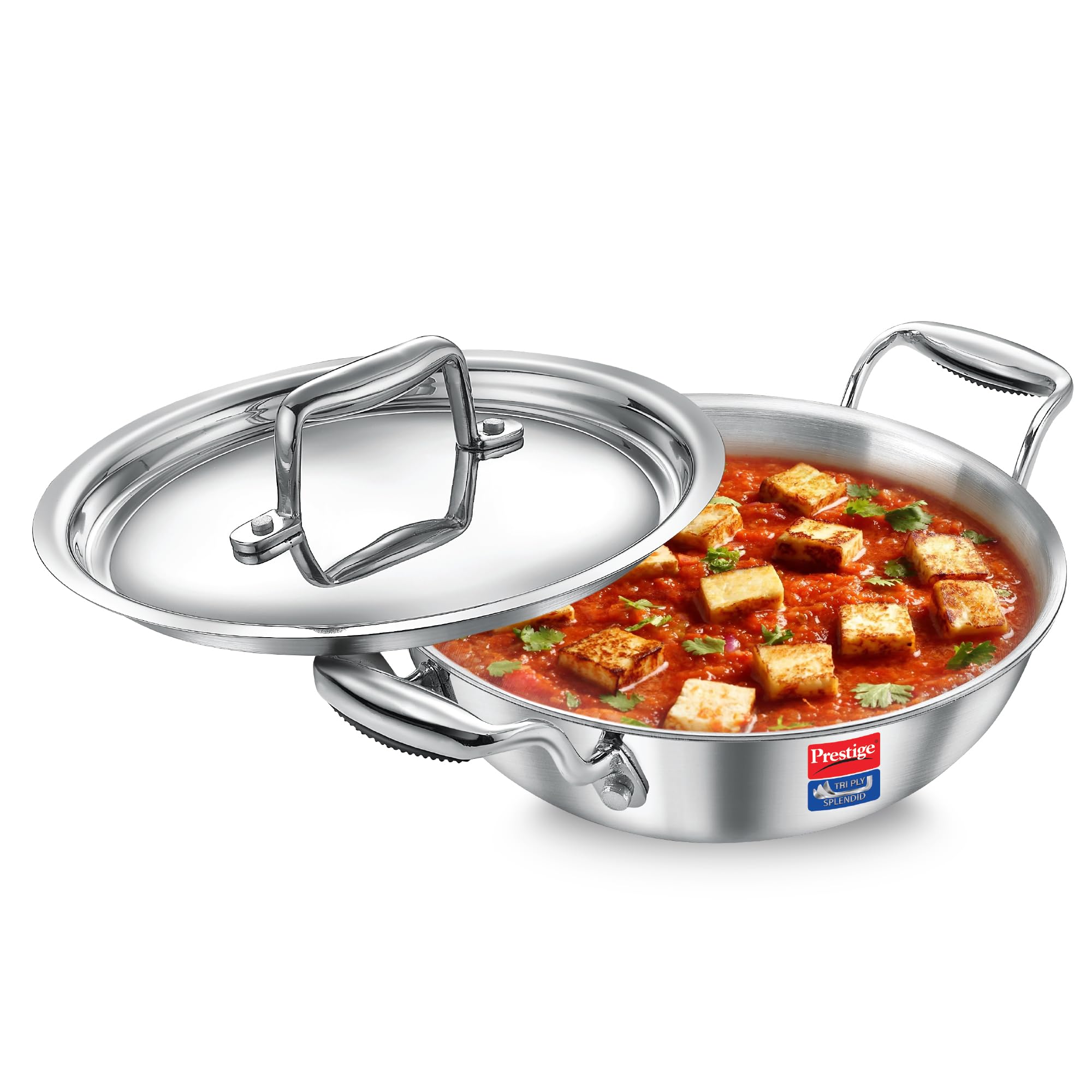 Prestige 26cm/3.2L Tri-Ply Stainless Steel Splendid Kadai with Lid|Gas and Induction Compatible|Even Heat Distribution| Thick Gauge Tri-Ply Body| Perma Cool Handles|15 Year Warranty-image-13