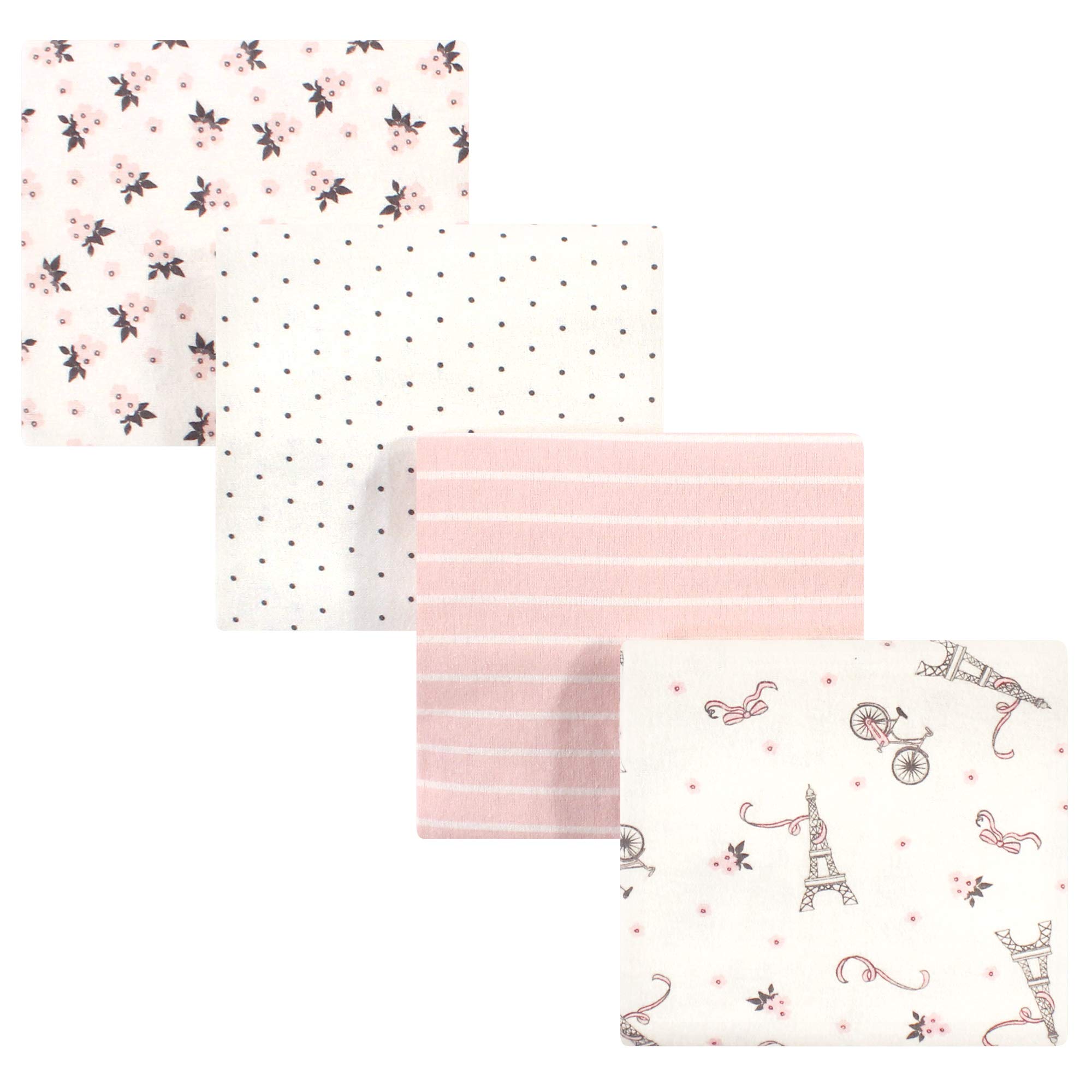 Hudson BabyUnisex Baby Cotton Flannel Receiving Blankets, Paris, One Size