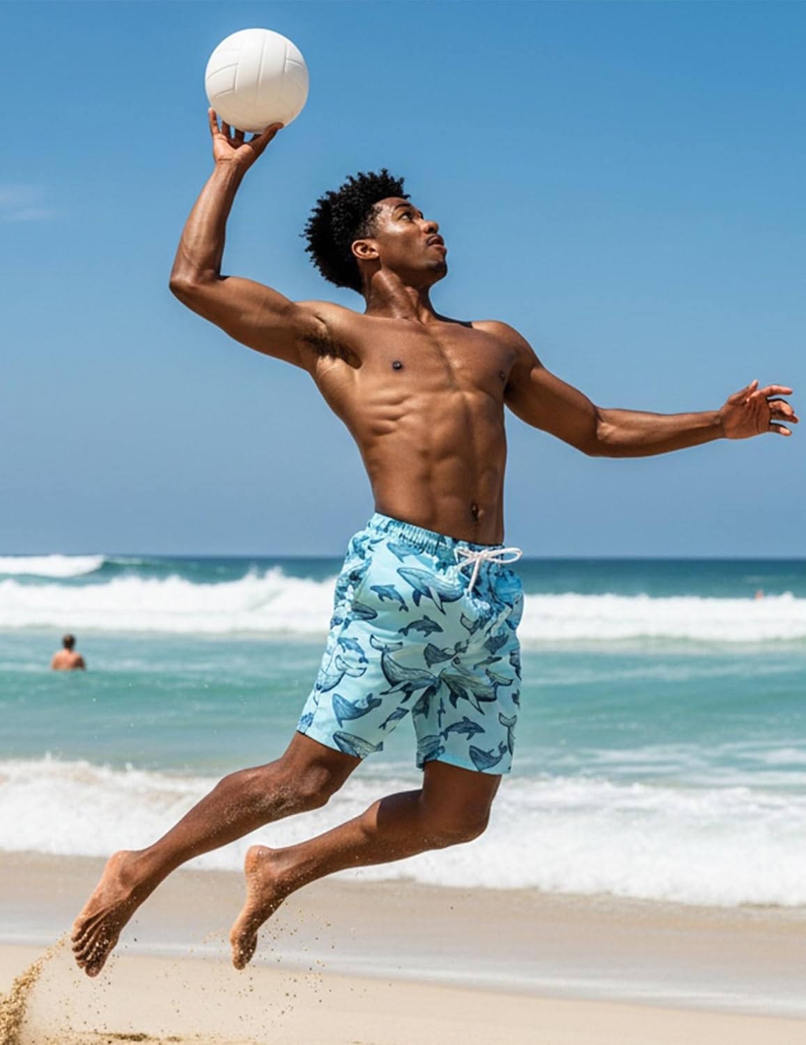 COOFANDY Men's Hawaiian Beach Shorts Elastic Waist Drawstring Lightweight Summer Casual Shorts with Pocket - Image 3