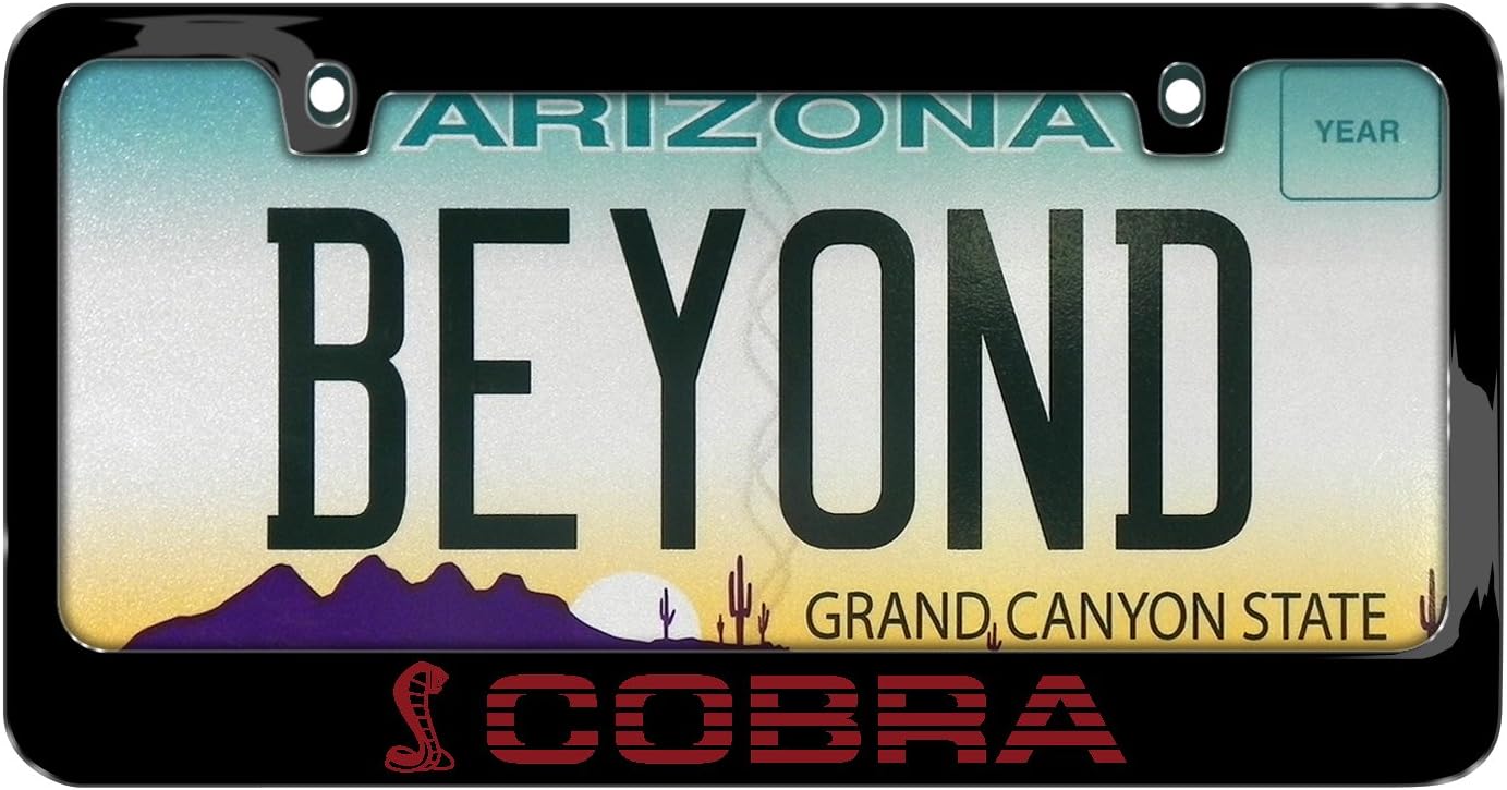 iPick Image Made for Ford Mustang Cobra Speed-Line in Red Black Metal License Plate Frame