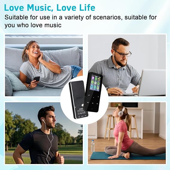 MP3 Player with Bluetooth 5.3 - Helterfolg Portable Music Player with Built-in HD Speaker, Voice Recorder, HiFi Sound, E-Book Function (16GB)