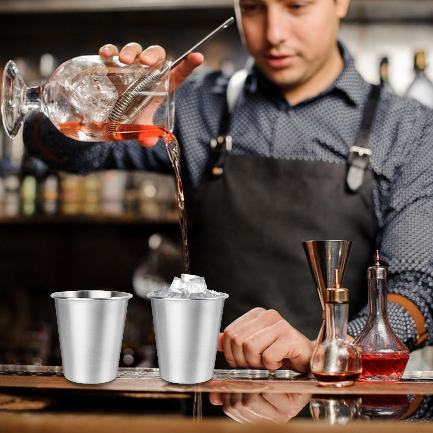 LOPYXBR 15 stuks roestvrijstalen bekers, 260 ml, roestvrijstalen bekers, zilveren campingbeker, metalen beker zonder handvat, roestvrijstalen beker voor thuis, restaurant, feest, camping LOPYXBR 15 stuks roestvrijstalen bekers, 260 ml, roestvrijstalen bekers, zilveren campingbeker, metalen beker zonder handvat, roestvrijstalen beker voor thuis, restaurant, feest, camping