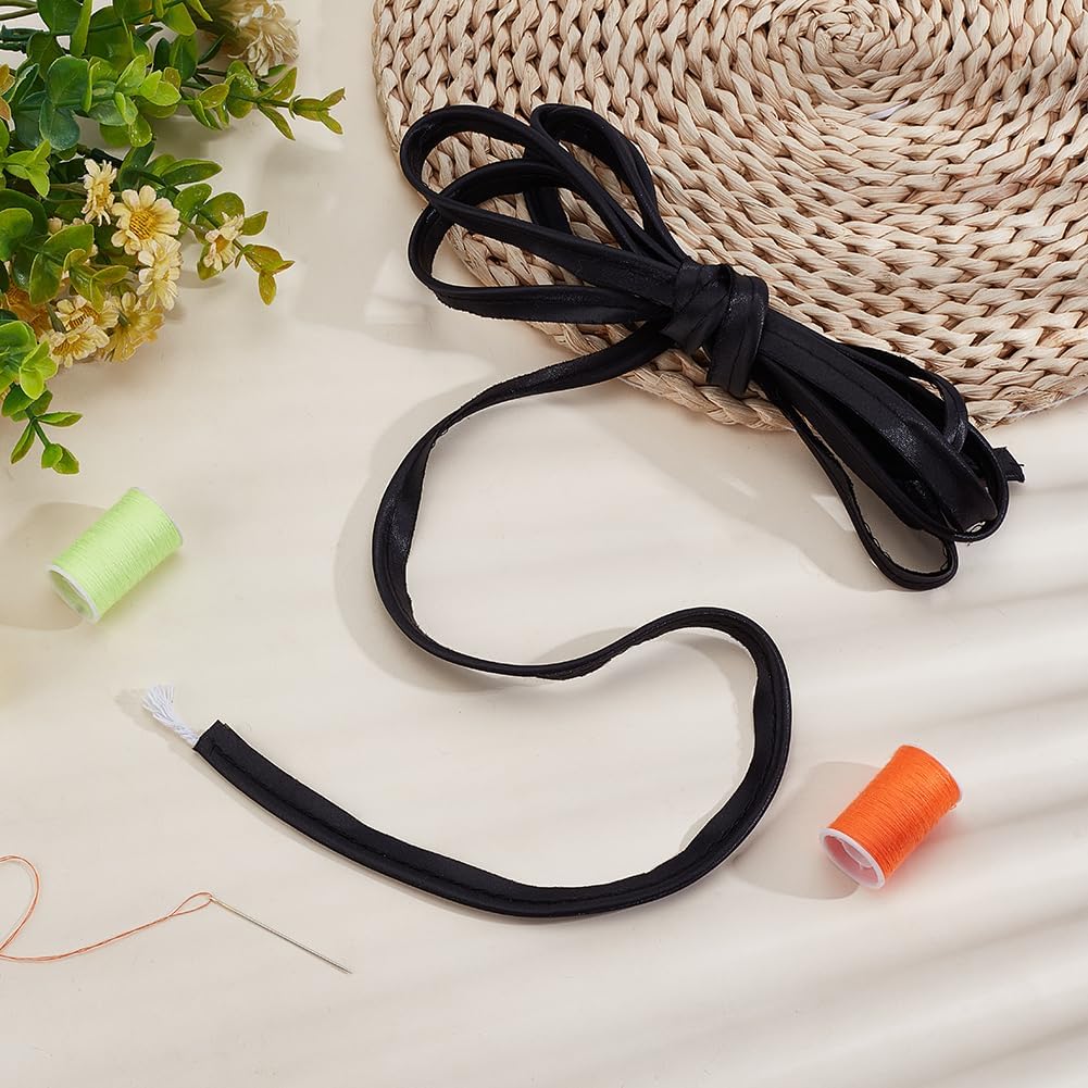 arricraft Black Polyester Piping Trim, 75M (82 Yards) Polyester Wrapped Edge Craft Tie Folding Rope Edge Binding Tape for Home Decor Sewing Clothing Accessories