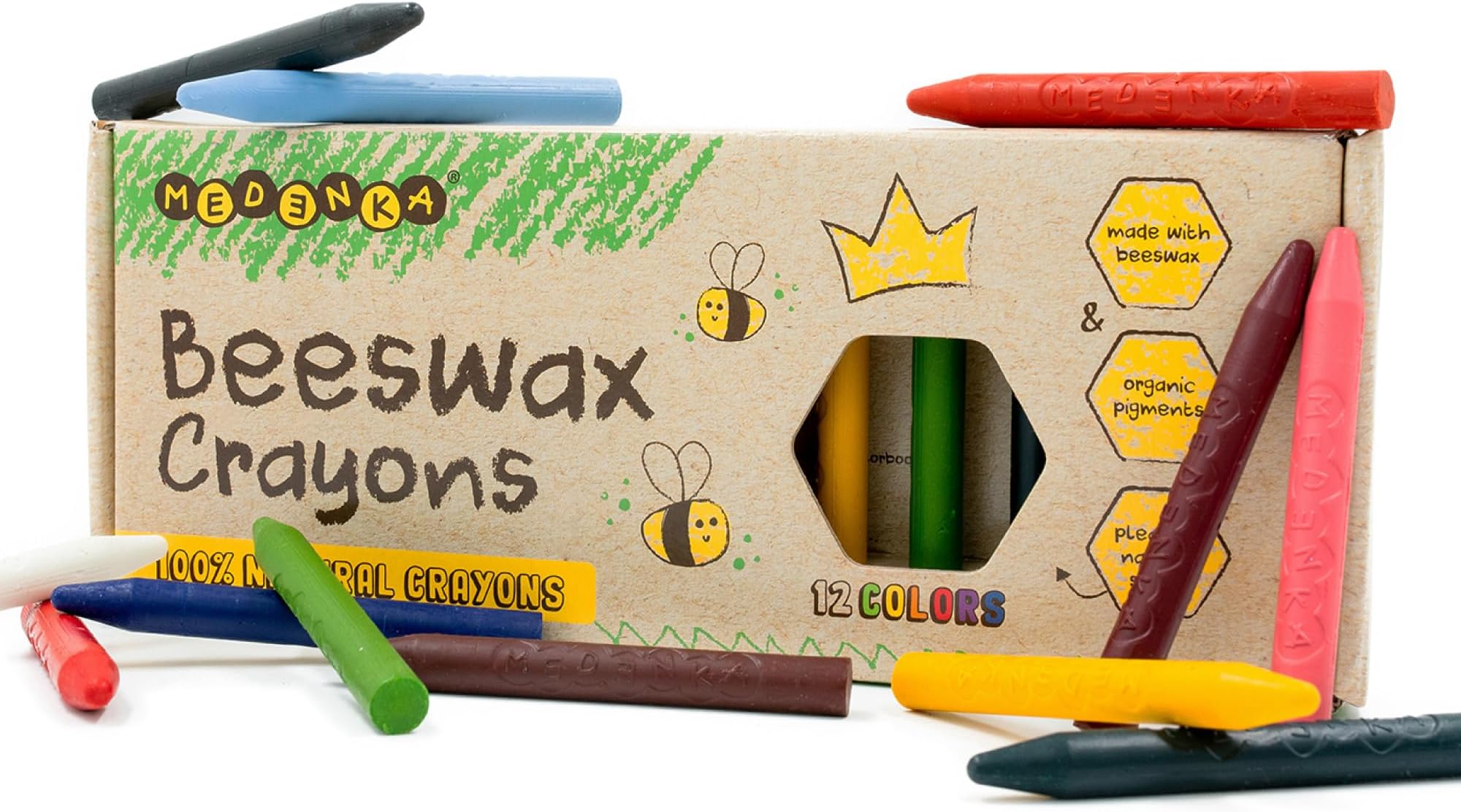 Beeswax Crayons Classic - 12 Colors - Made of European Beeswax