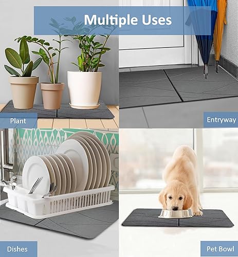 Miniatura 6 de Tapete de baño de piedra, tierra de diatomeas con secado rápido, plegable, de secado rápido, tapete de baño de diatomita para baño, antideslizante,