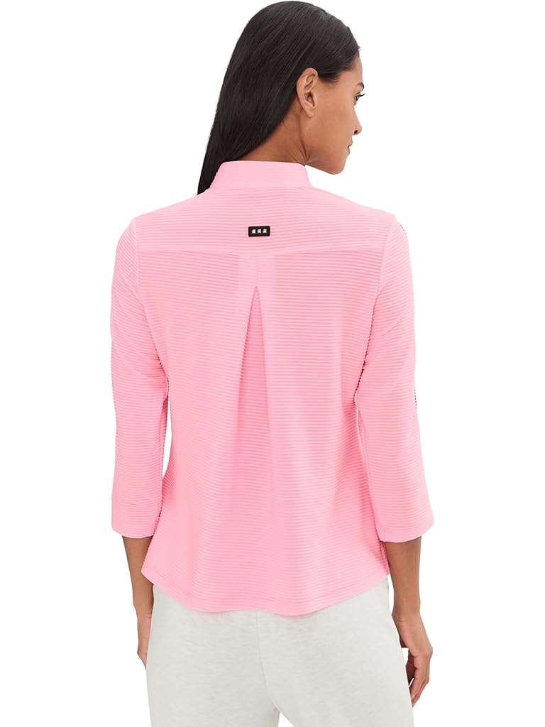 Pink Jamie Sadock Textured Ottoman 3/4 Sleeve 1/4 Zip Top