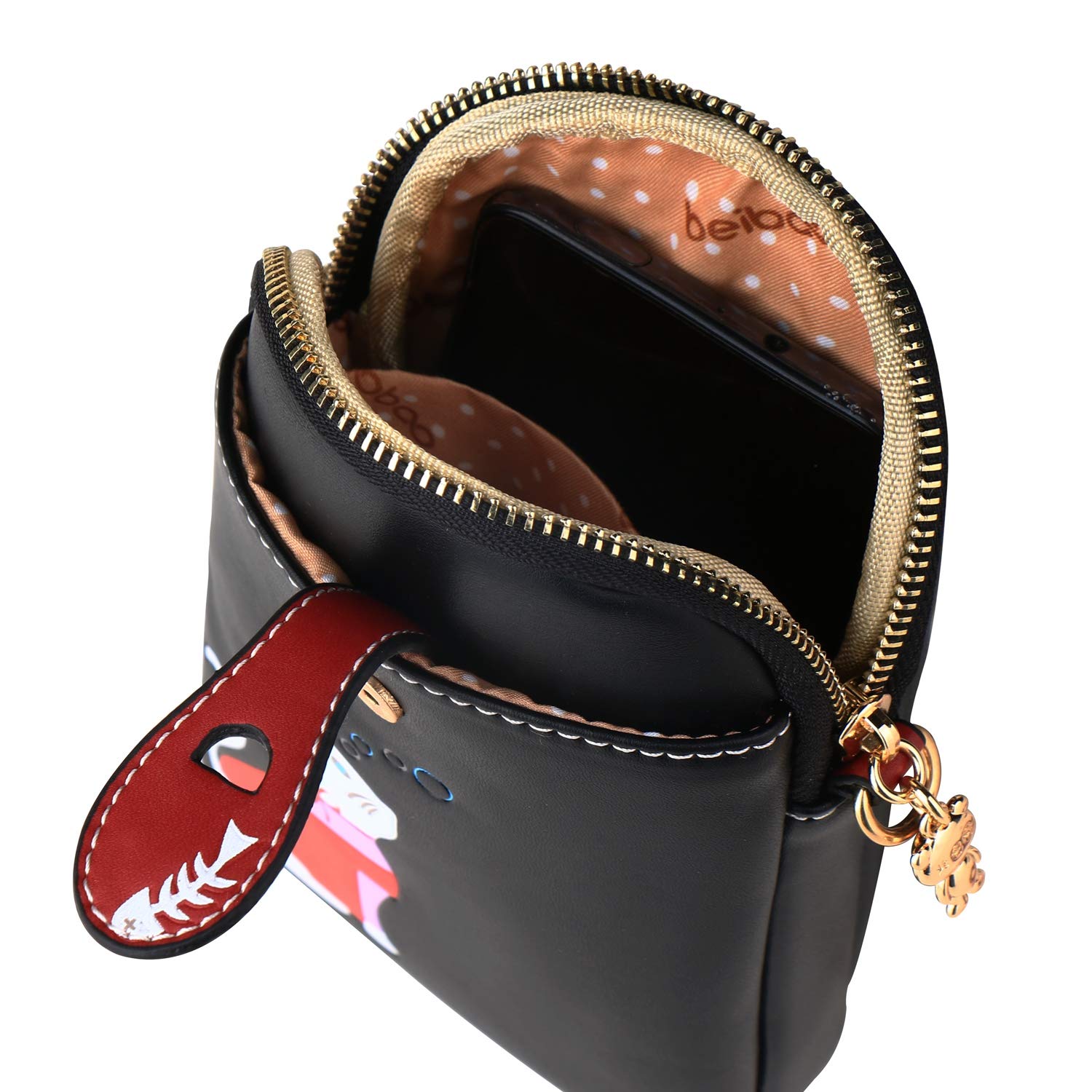 Pequeña bolsa cruzada para teléfono celular para mujer, de piel sintética, con lindo gato, bolso de hombro, billetera de poliuretano, Azul eléctrico 4