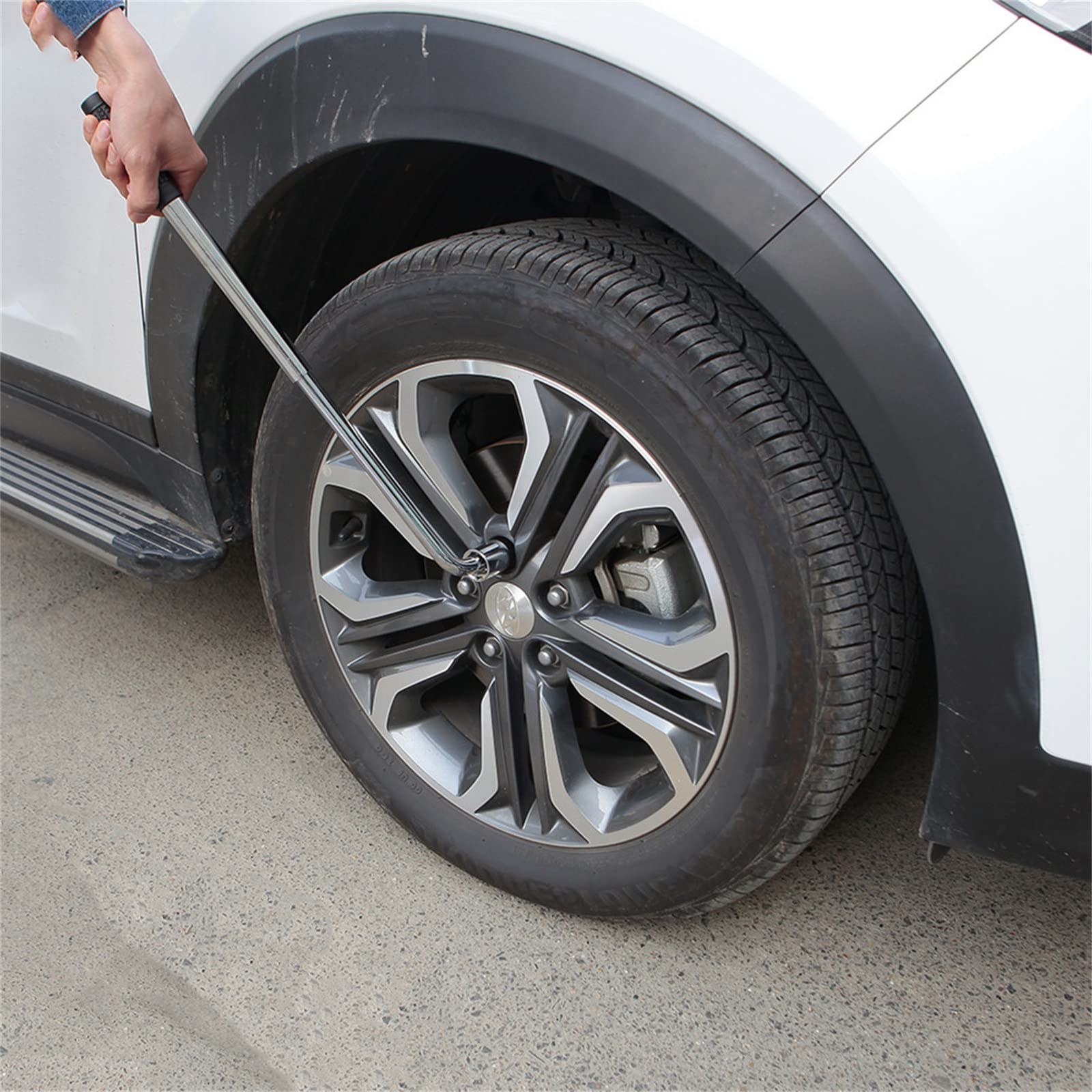 Teleskop-Radschlüssel, Standard-CR-V-Stecknuss (17/19 mm, 21/23 mm) für Auto, Van, LKW, Wohnwagen mit Canvas-Tasche